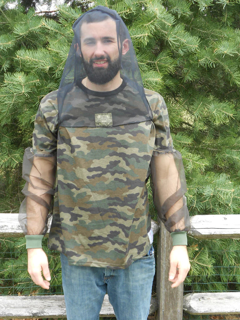 Camo T-Shirt With No-See-Um Mesh Sleeve Available With or without Head Net